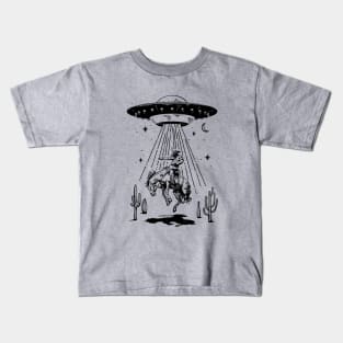 Ufo Alien Abduction Rodeo Cowboy Kids T-Shirt